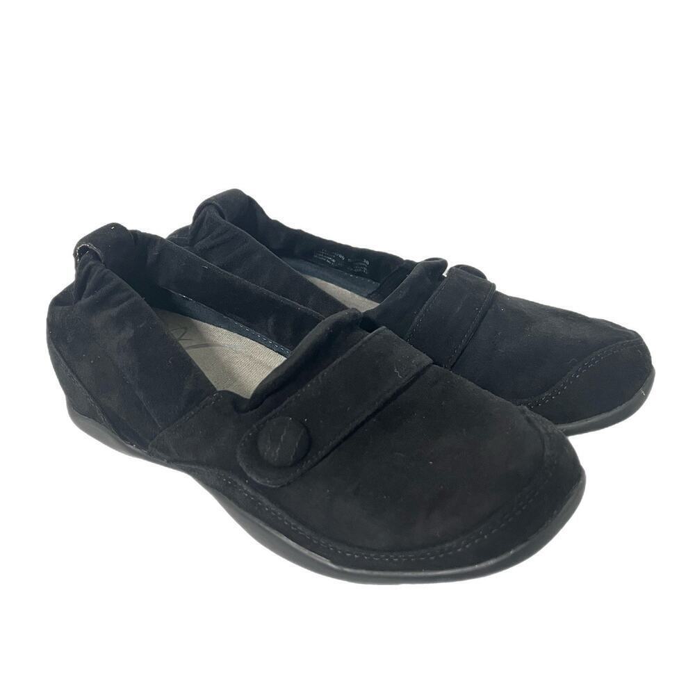 Dansko Carol Leather Flat Loafers 38 Black Suede Comfort